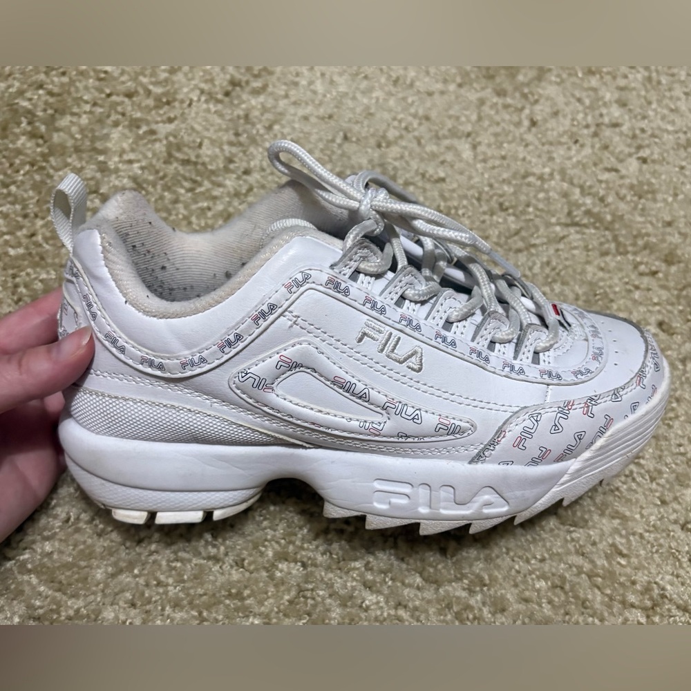 Fila White Sneakers with Logo Pattern